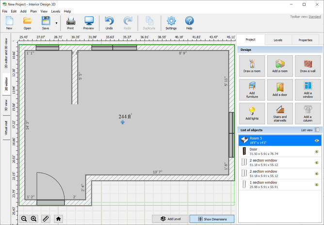Draw your bedroom in the program