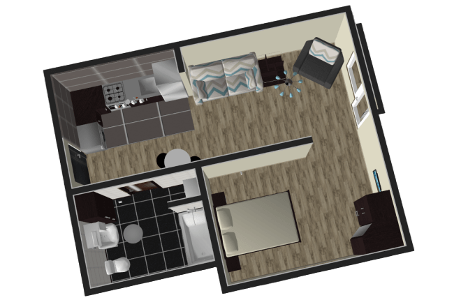 House interior in three dimensions