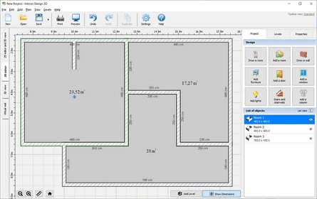 Draw your rooms in the blueprint designing software