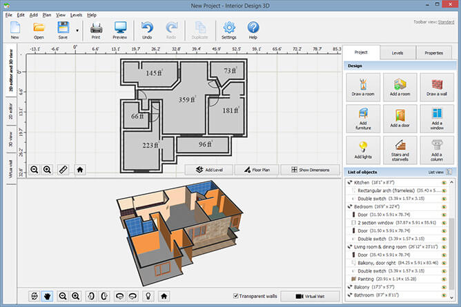 Floor plan software interface