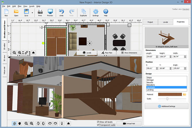 Multi-level house design and stairs construction