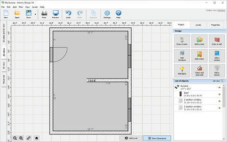 Draw your room in the nursery layout planner