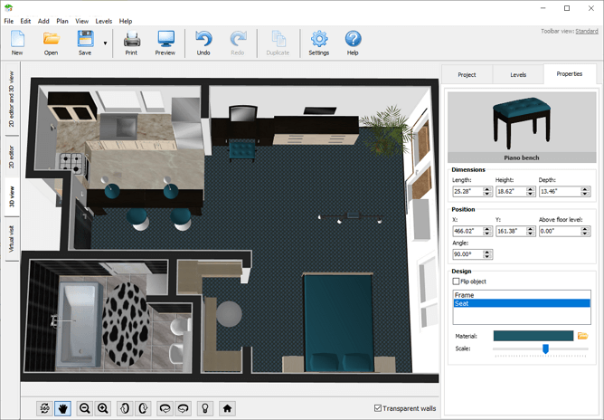 Furbish the floor plan